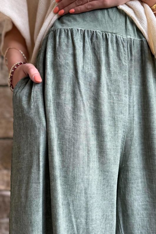Lindin Linen Blend Dart Barrel Pant Washed Khaki